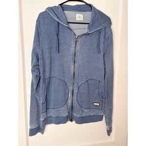 Johnnie-O Hangin Out Womens Medium Blue Full Zip Hoodie French Terry Sweatshirt